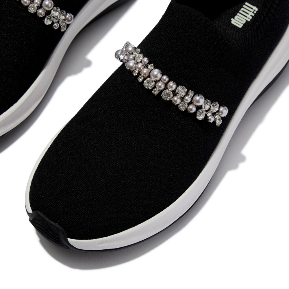 FITFLOP F-MODE Flow Pearl and Crystal Knit SNEAKER