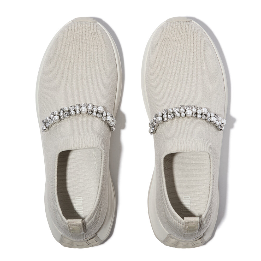 FITFLOP F-MODE Flow Pearl and Crystal Knit SNEAKER