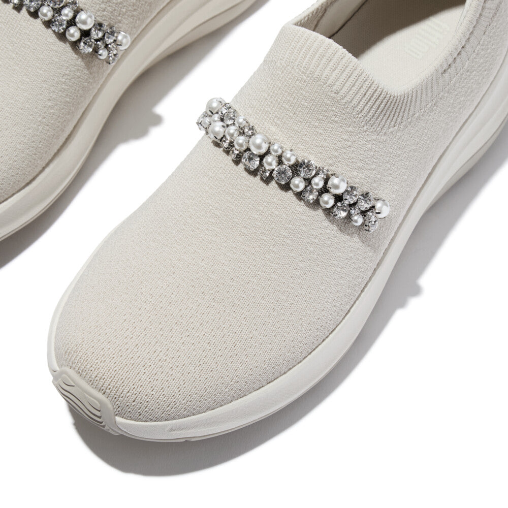 FITFLOP F-MODE Flow Pearl and Crystal Knit SNEAKER