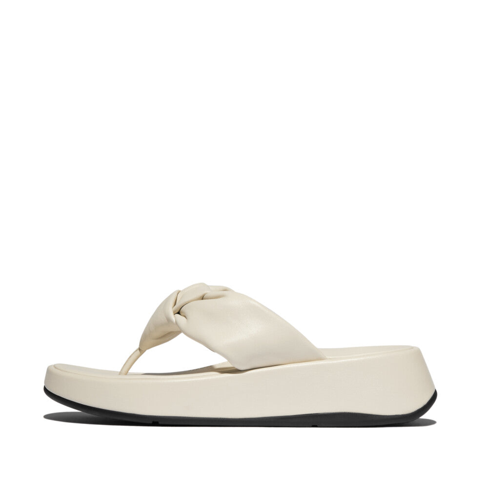 Knot Soft-Leather Flatform Toe-Post Sandals F-MODE Microwobbleboard Paris Beige 4