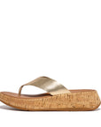 Leather/Cork Flatform Toe-Post Sandals F-MODE Microwobbleboard Platino 7