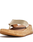 Leather/Cork Flatform Toe-Post Sandals F-MODE Microwobbleboard