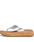 Leather/Cork Flatform Toe-Post Sandals F-MODE Microwobbleboard Silver 4
