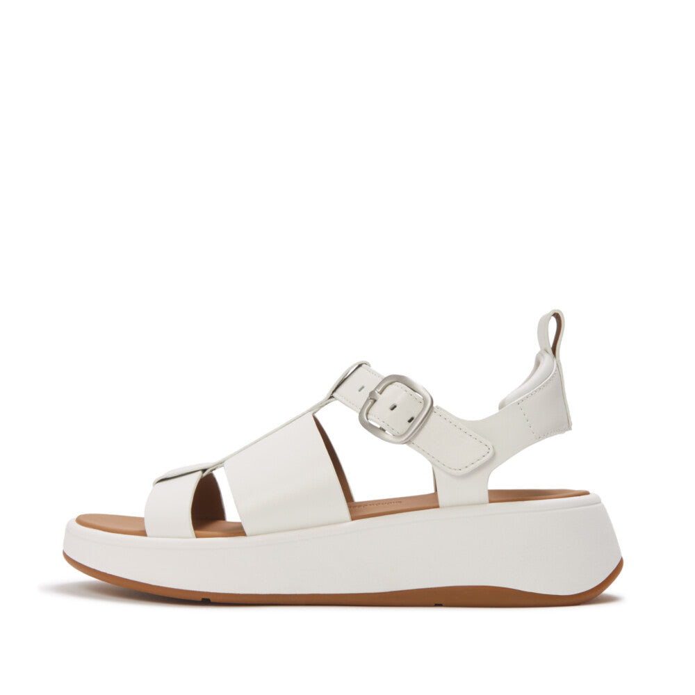 FITFLOP F-MODE Leather Flatform Fisherman Sandals Sandal Urban White UK4
