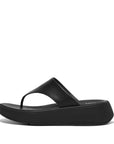 Leather Flatform Toe-Post Sandals F-MODE Microwobbleboard Black 4
