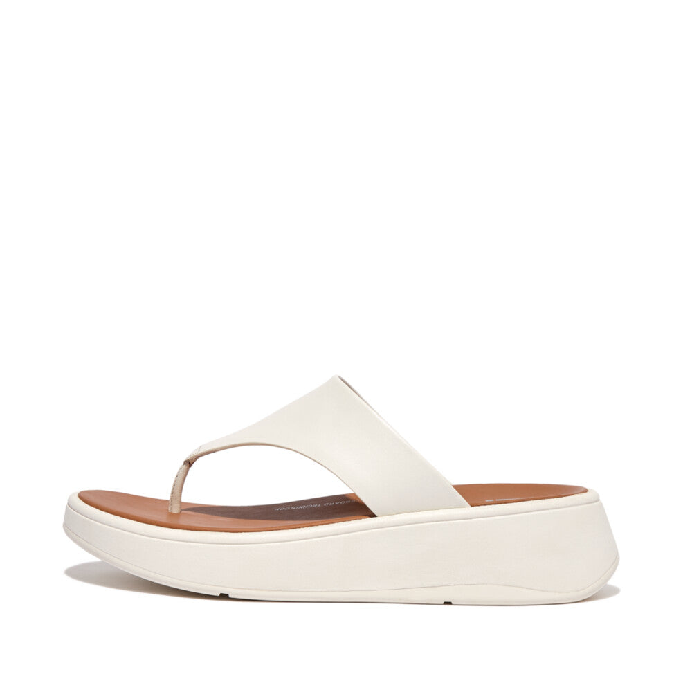 Leather Flatform Toe-Post Sandals F-MODE Microwobbleboard Cream 4