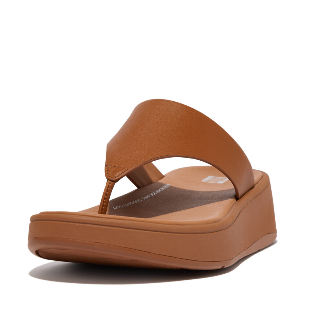 Leather/Cork Flatform Toe-Post Sandals F-MODE Microwobbleboard