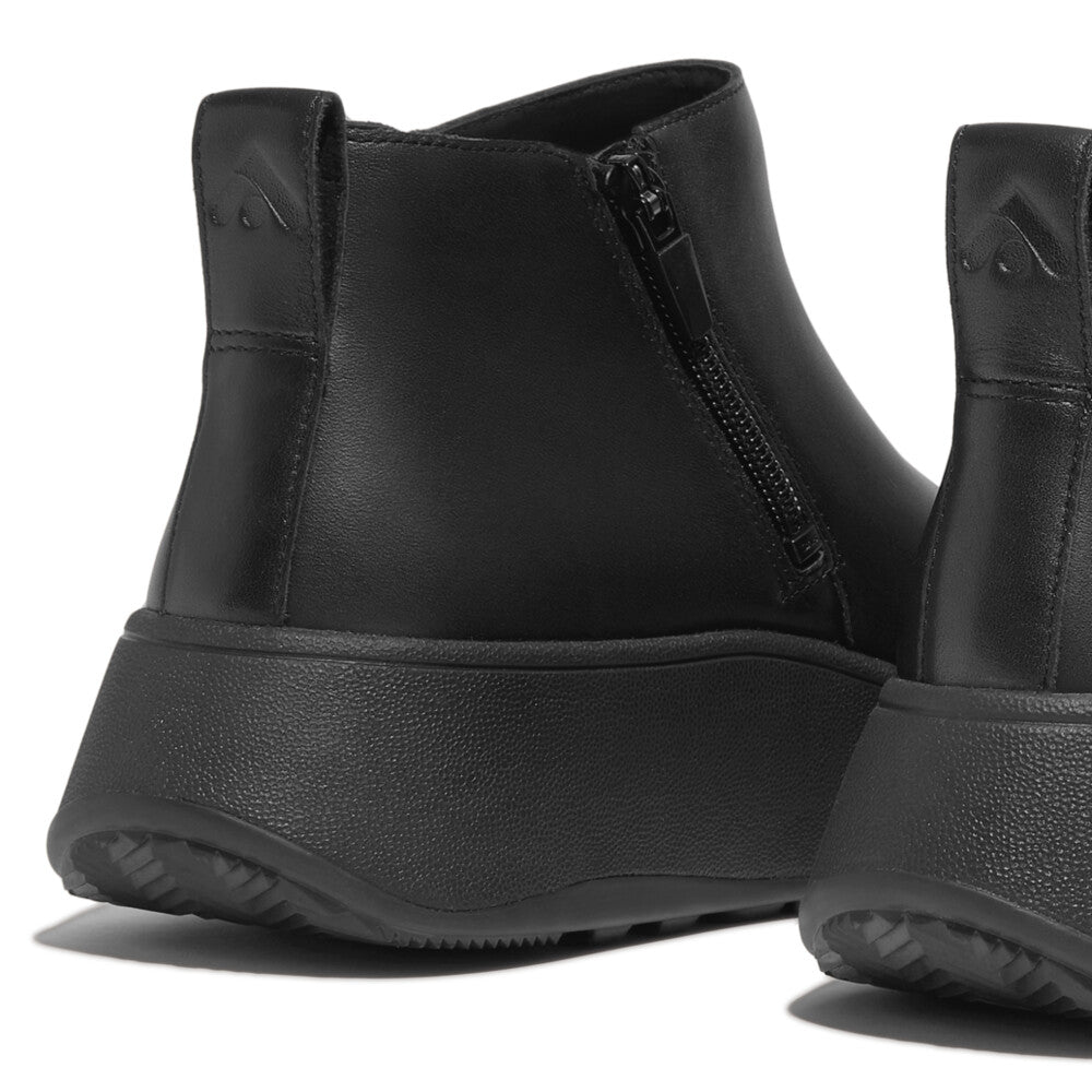 Leather Flatform Zip Ankle Boots F-MODE Microwobbleboard