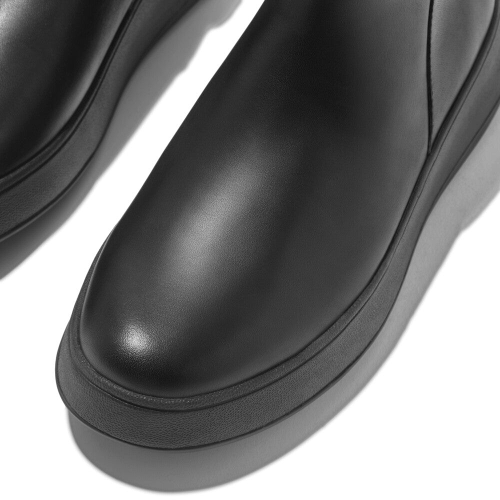 Leather Flatform Zip Ankle Boots F-MODE Microwobbleboard