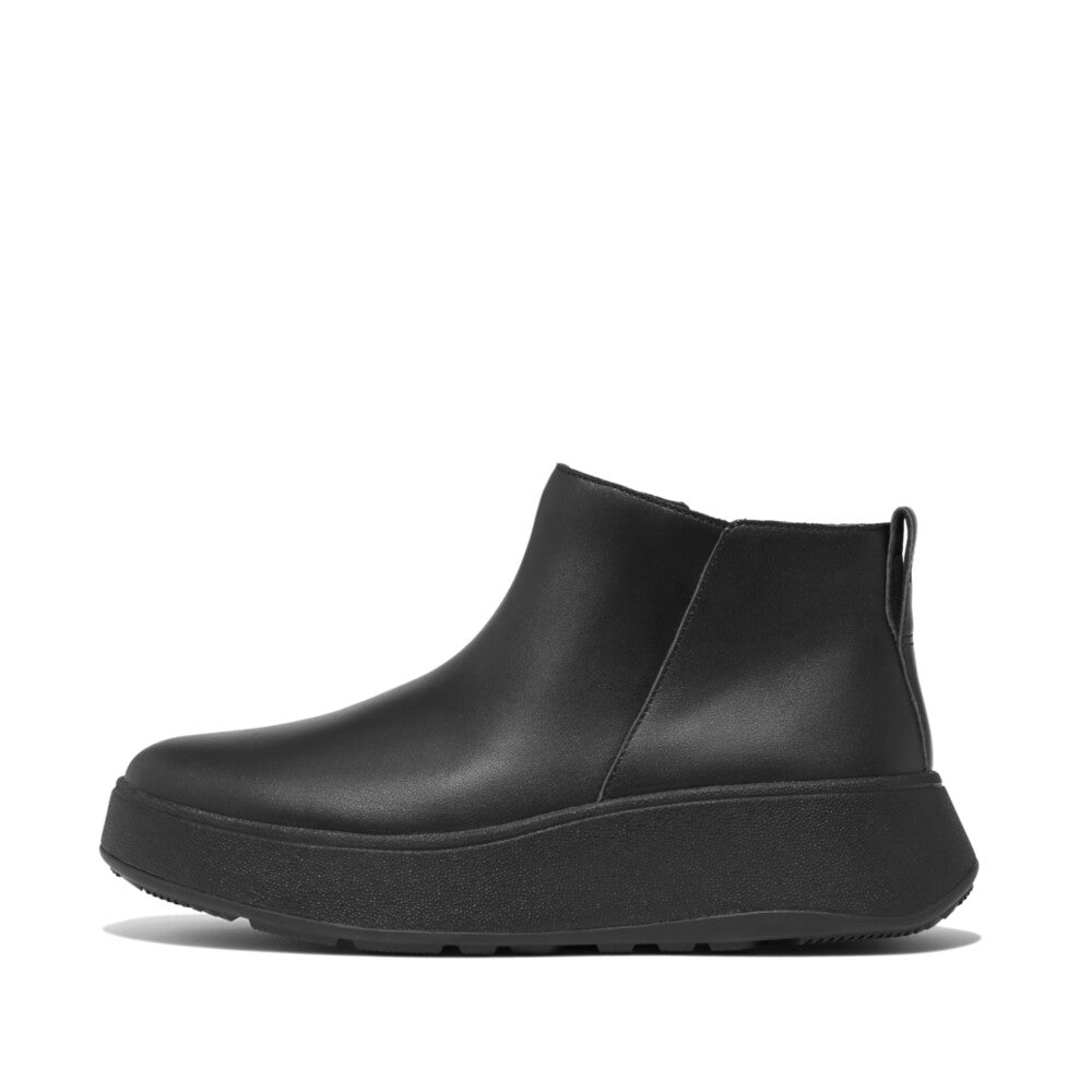 Leather Flatform Zip Ankle Boots F-MODE Microwobbleboard Black 3
