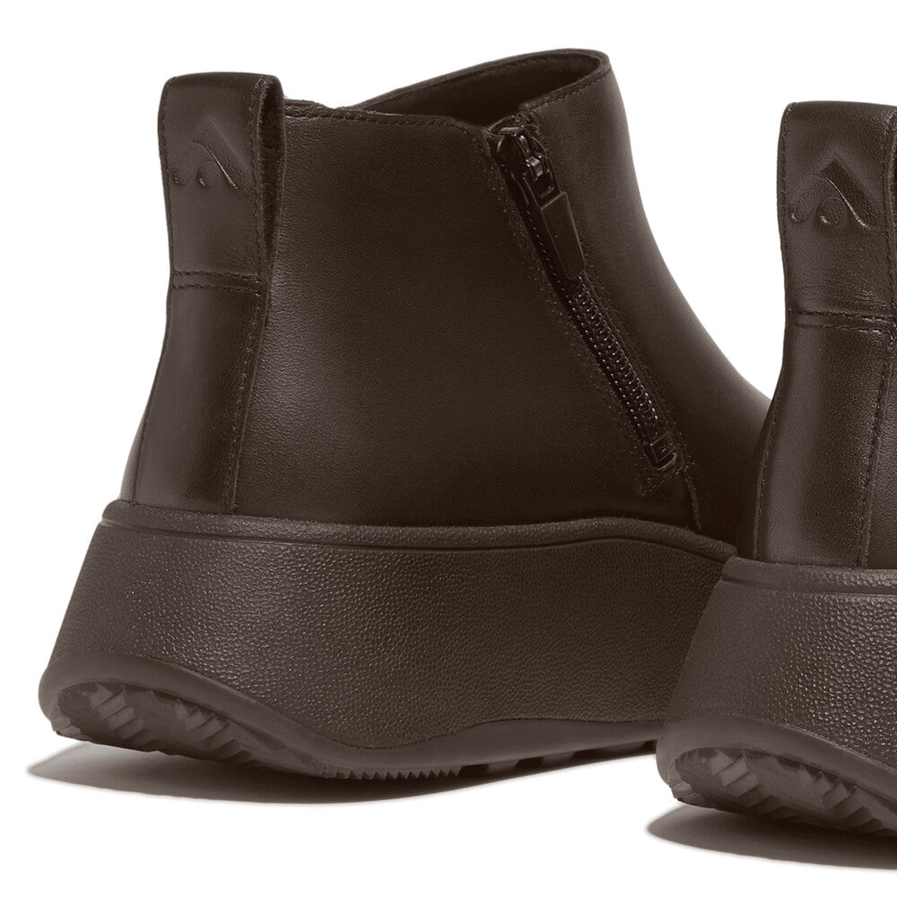 Leather Flatform Zip Ankle Boots F-MODE Microwobbleboard