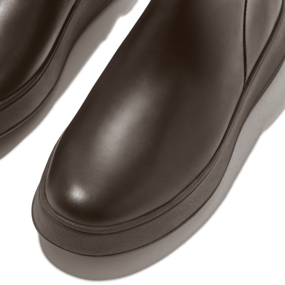 Leather Flatform Zip Ankle Boots F-MODE Microwobbleboard