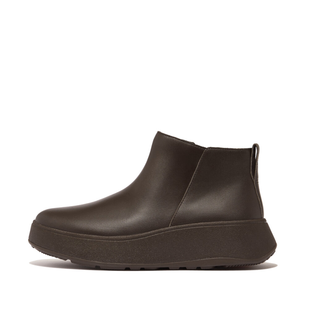 Leather Flatform Zip Ankle Boots F-MODE Microwobbleboard PINK/BROWN 3
