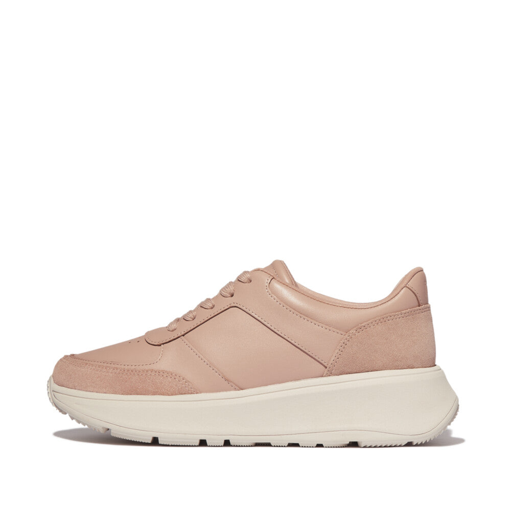 Leather/Suede Flatform Trainers F-MODE Microwobbleboard Classic Beige 4