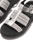 FitFlop F-MODE Metallic-Leather/Webbing Flatform Fisherman Sandals Sandal