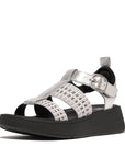 Metallic-Leather/Webbing Flatform Fisherman Sandals F-MODE Microwobbleboard