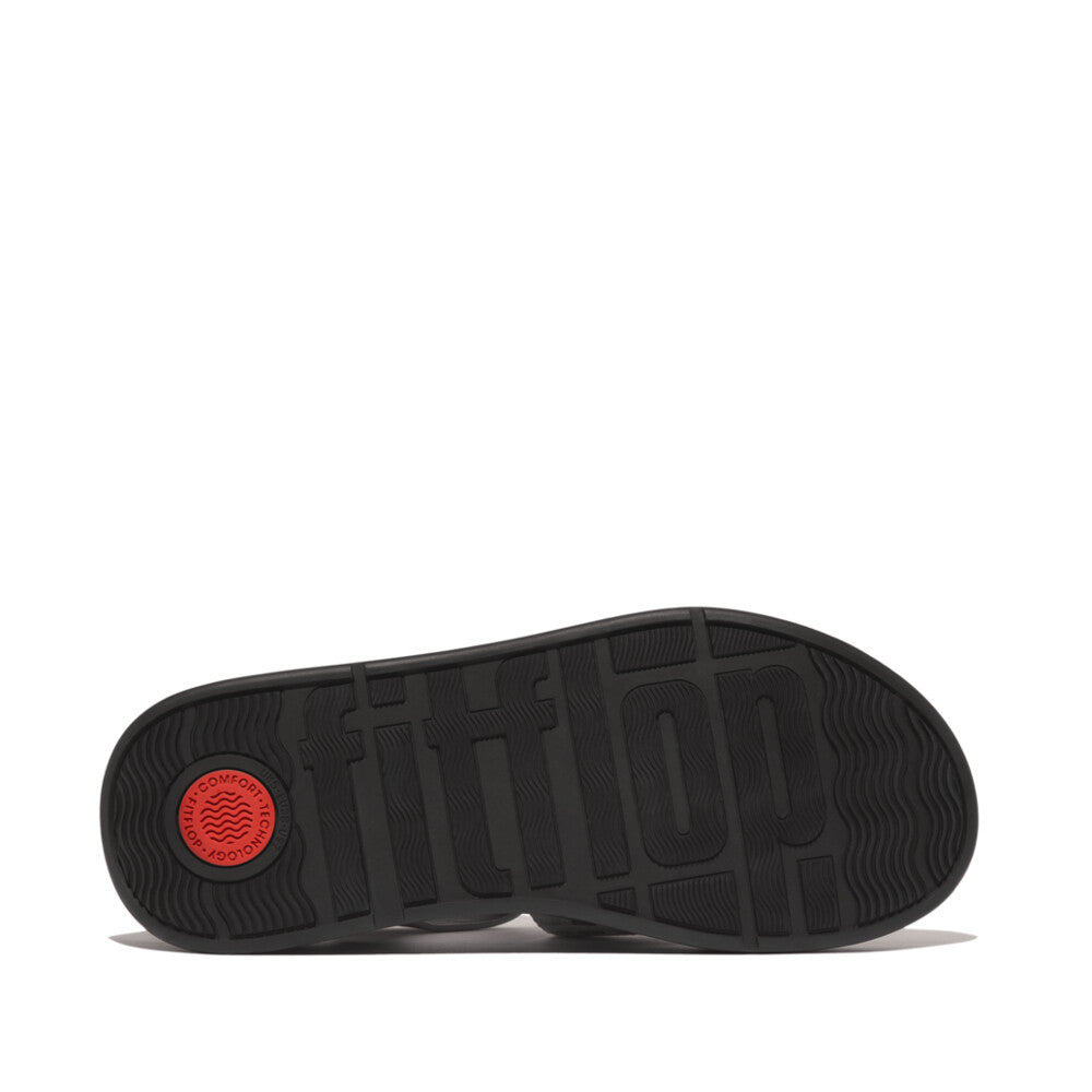 Metallic-Leather/Webbing Flatform Fisherman Sandals F-MODE Microwobbleboard