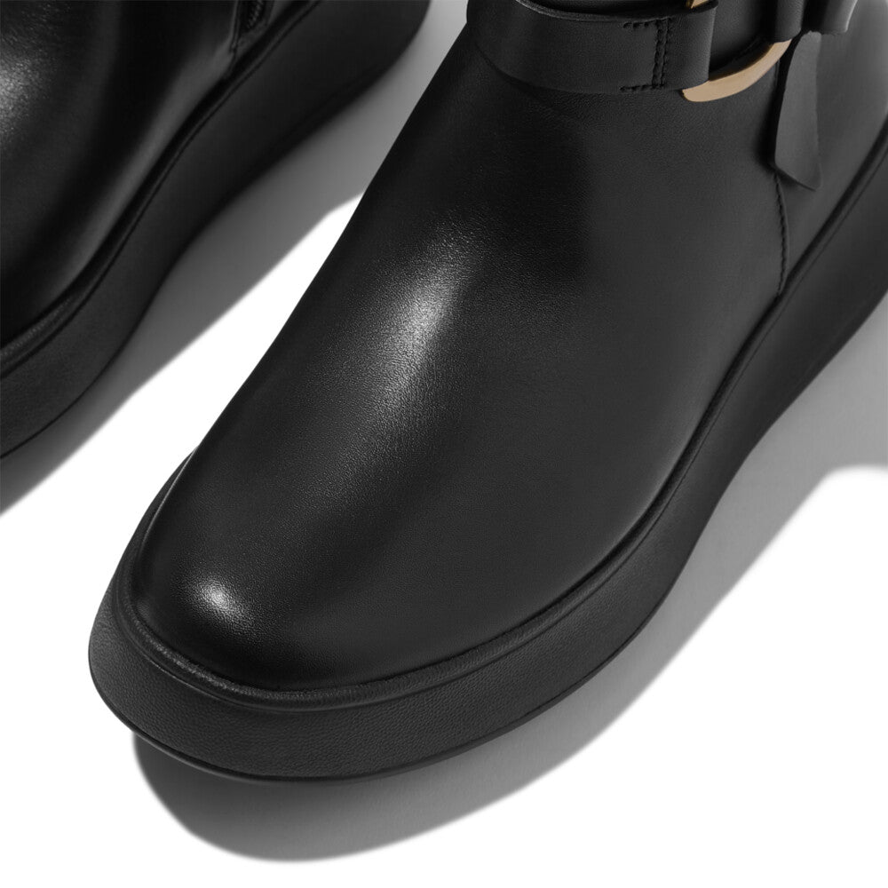 Square-Ring Leather Ankle Boots F-MODE Microwobbleboard