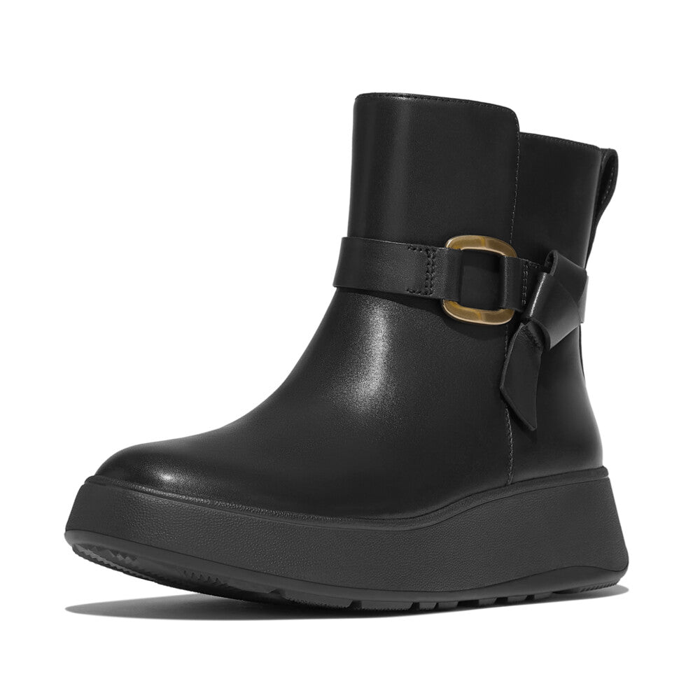 FitFlop F-MODE Square-Ring Leather Ankle Boots - Trenton