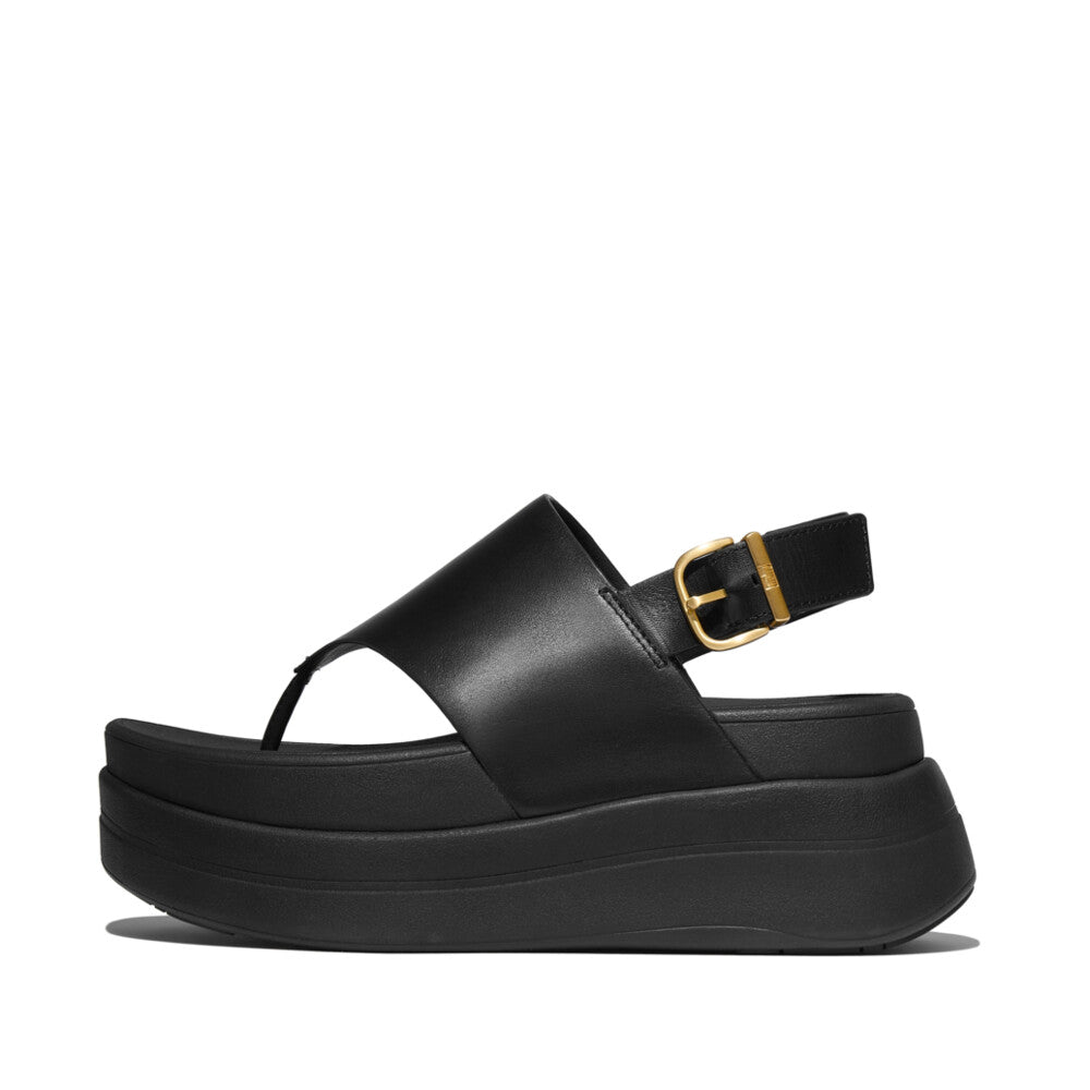 FitFlop F-MODE Stack Leather Back-Strap Toe-Post Sandals Sandal Black 4