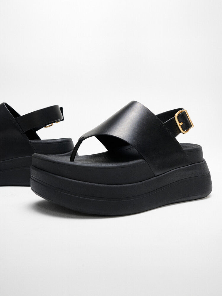 FitFlop F-MODE Stack Leather Back-Strap Toe-Post Sandals Sandal