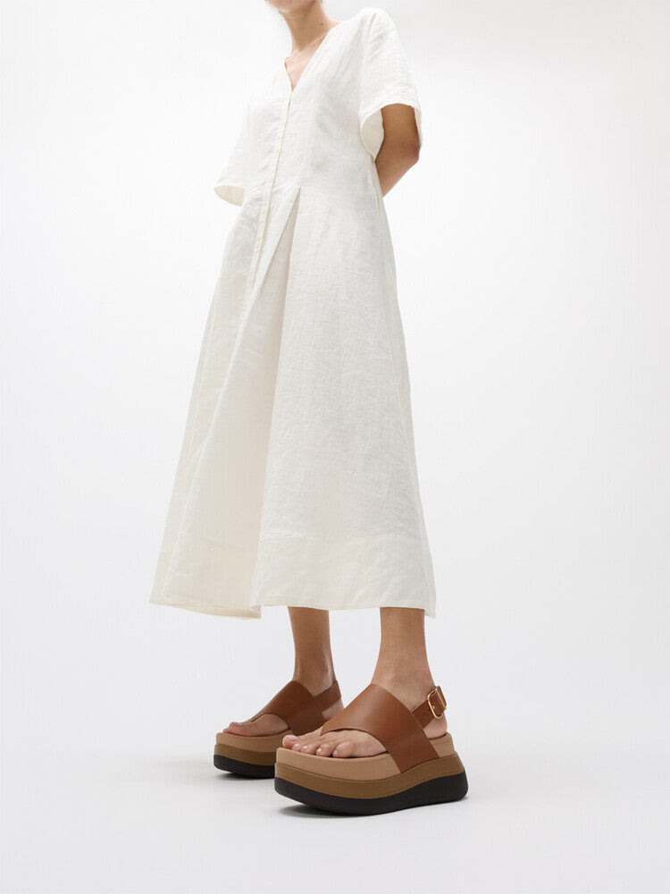 Stack Leather Back-Strap Toe-Post Sandals F-MODE Microwobbleboard