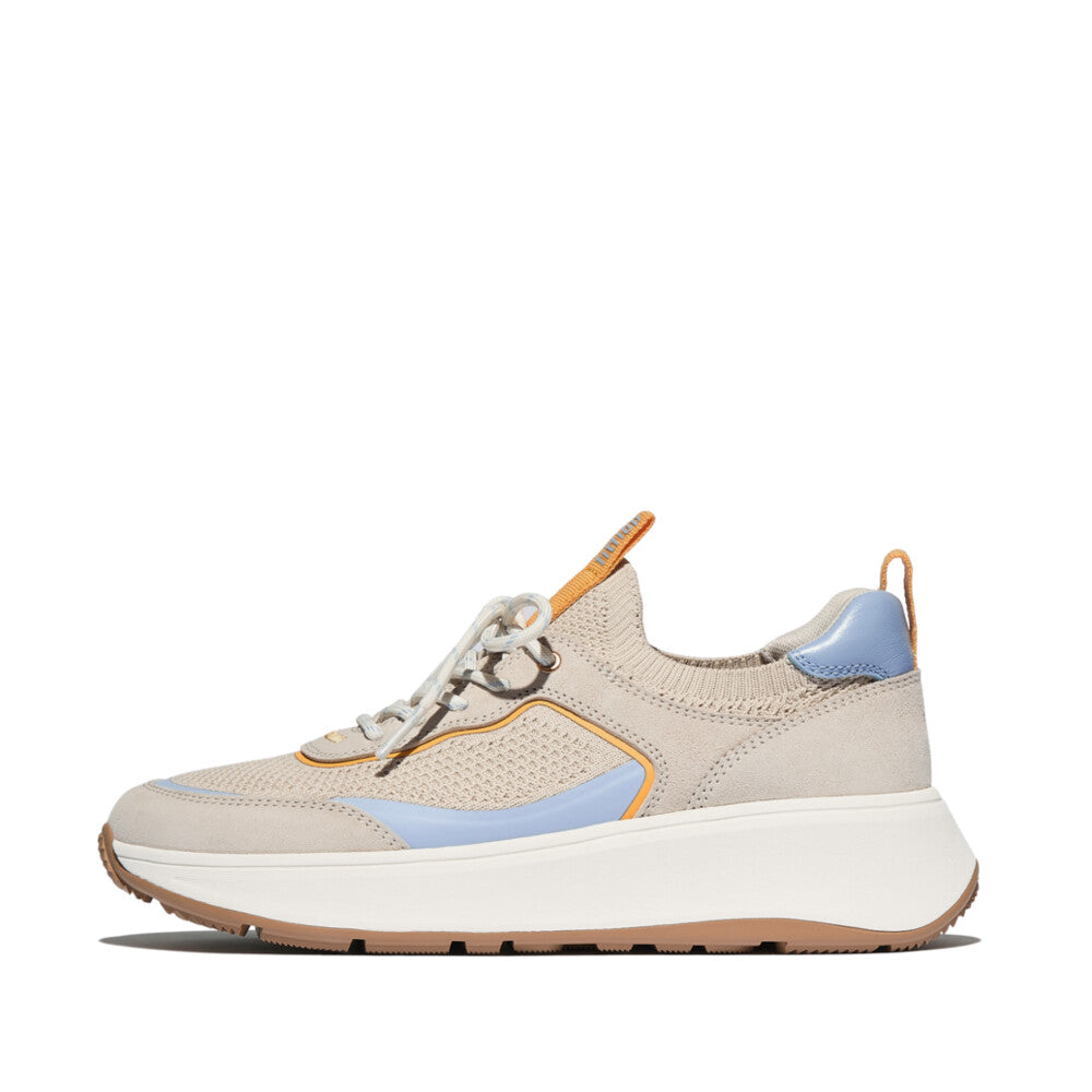 F-MODE Knit/Suede Flatform Slip-On Trainers Trenton