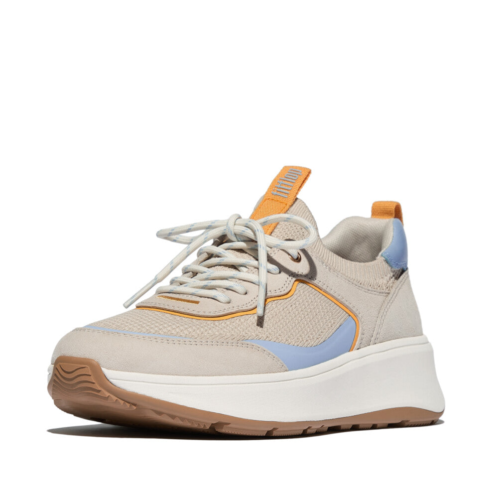 F-MODE Knit/Suede Flatform Slip-On Trainers - Trenton