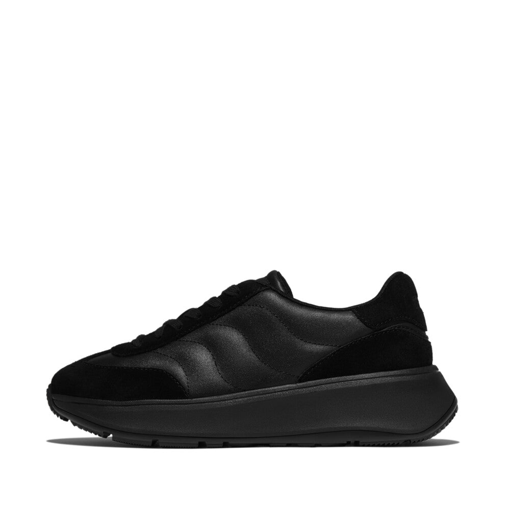 FitFlop F-MODE T-Toe Wave Leather Suede Sneaker Sneaker All Black 4