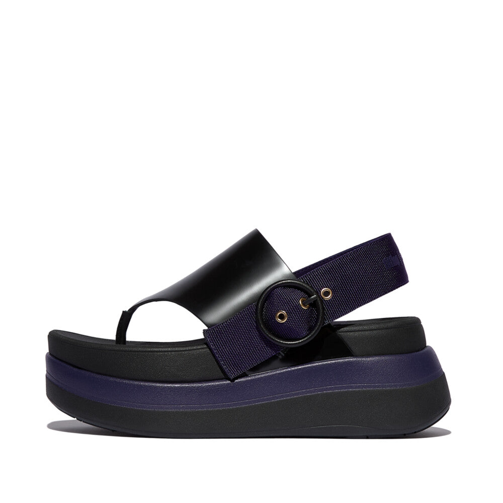 X Roksanda Leather/Webbing Sandals F-MODE Microwobbleboard Black 3