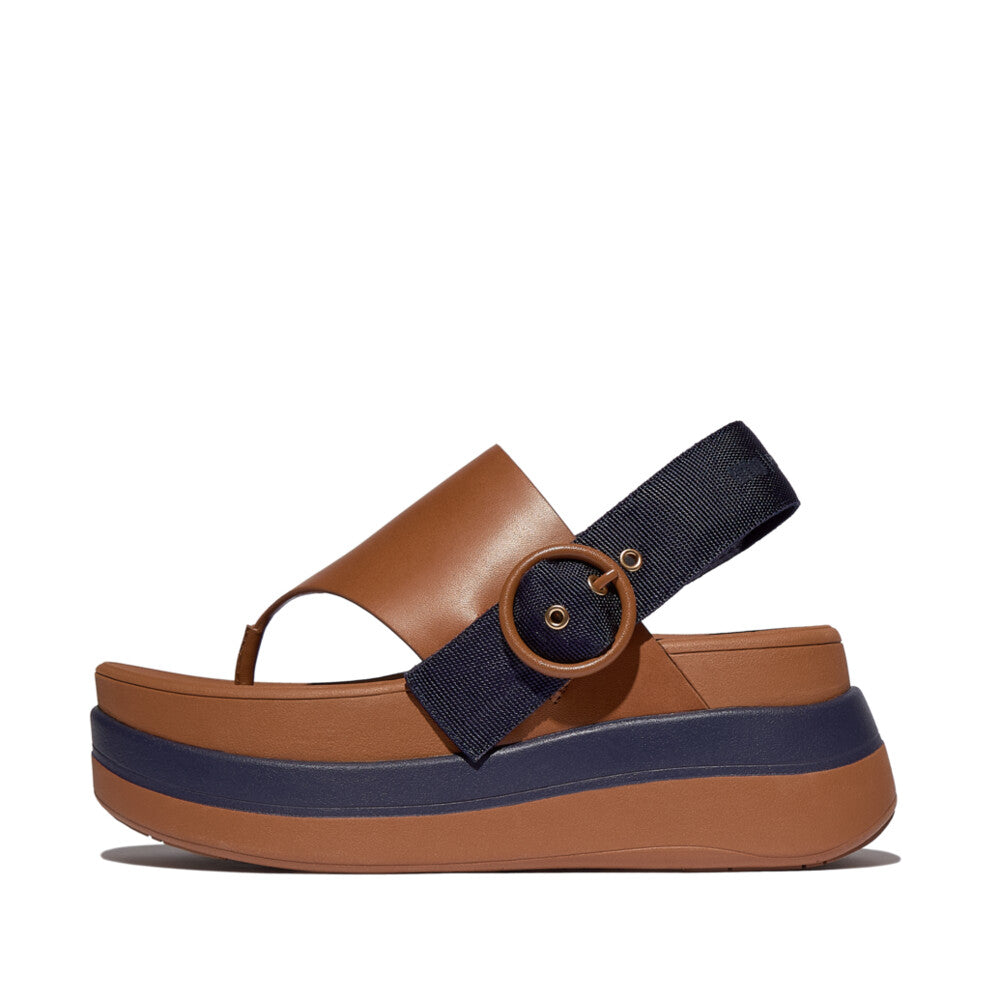 X Roksanda Leather/Webbing Sandals F-MODE Microwobbleboard Tan/Ink 3