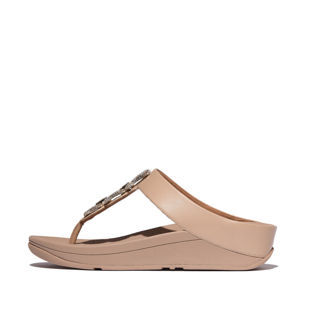 FitFlop FINO Crystal Chain Leather Toe-Post Sandals Sandal Classic Beige 4