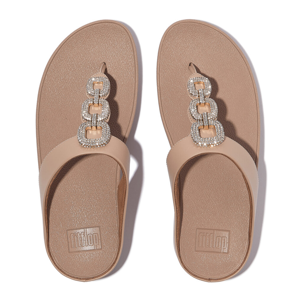FitFlop FINO Crystal Chain Leather Toe-Post Sandals Sandal