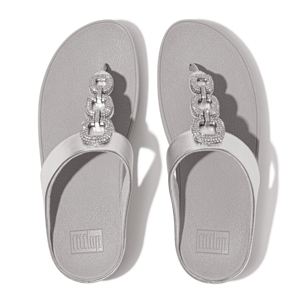Crystal Chain Leather Toe-Post Sandals FINO Microwobbleboard