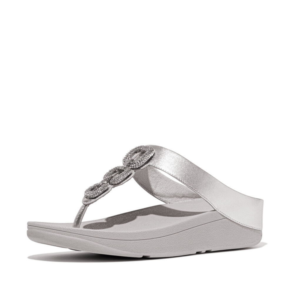 FitFlop FINO Crystal Chain Leather Toe-Post Sandals Sandal