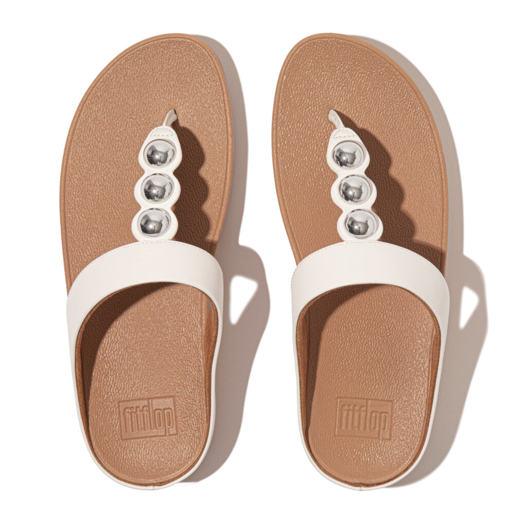 FitFlop FitFlop Fino Mirror-Dome Leather Toe-Post Sandal   