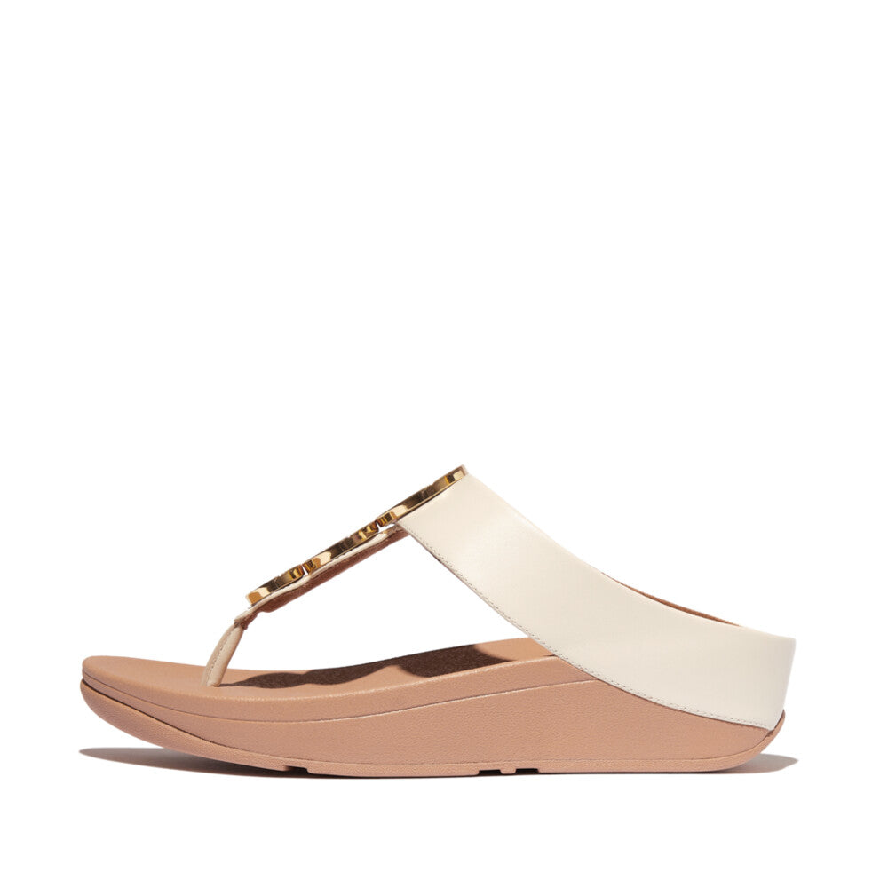 FitFlop FitFlop Fino Resin-Hoop Leather Toe-Post Sandals Sandal Paris Beige 4 