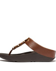 FitFlop FitFlop Fino Resin-Hoop Leather Toe-Post Sandals Sandal Rich Brown 4 