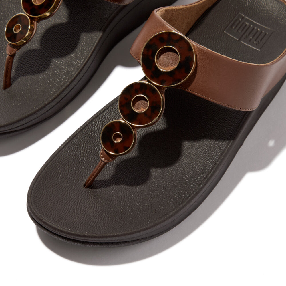 FitFlop Fino Resin-Hoop Leather Toe-Post Sandals - Trenton