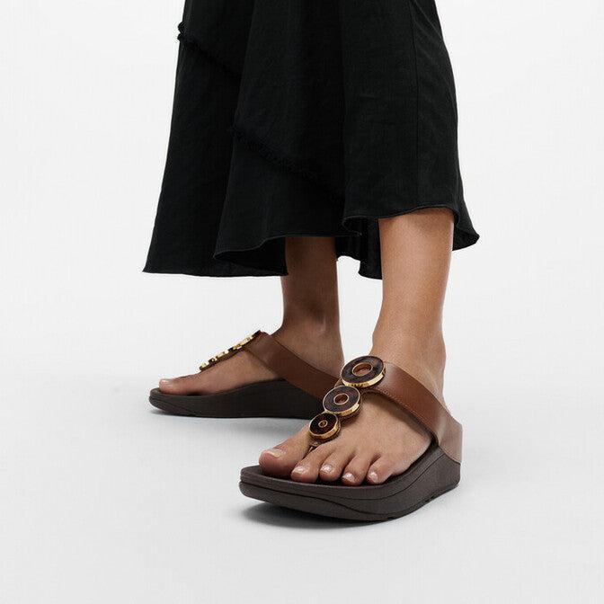 FitFlop Fino Resin-Hoop Leather Toe-Post Sandals - Trenton