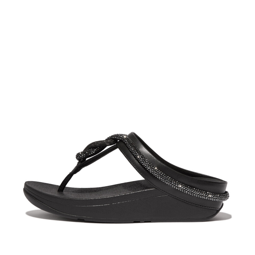 FitFlop FitFlop LULU Crystal-Cord Leather  All Black 3 