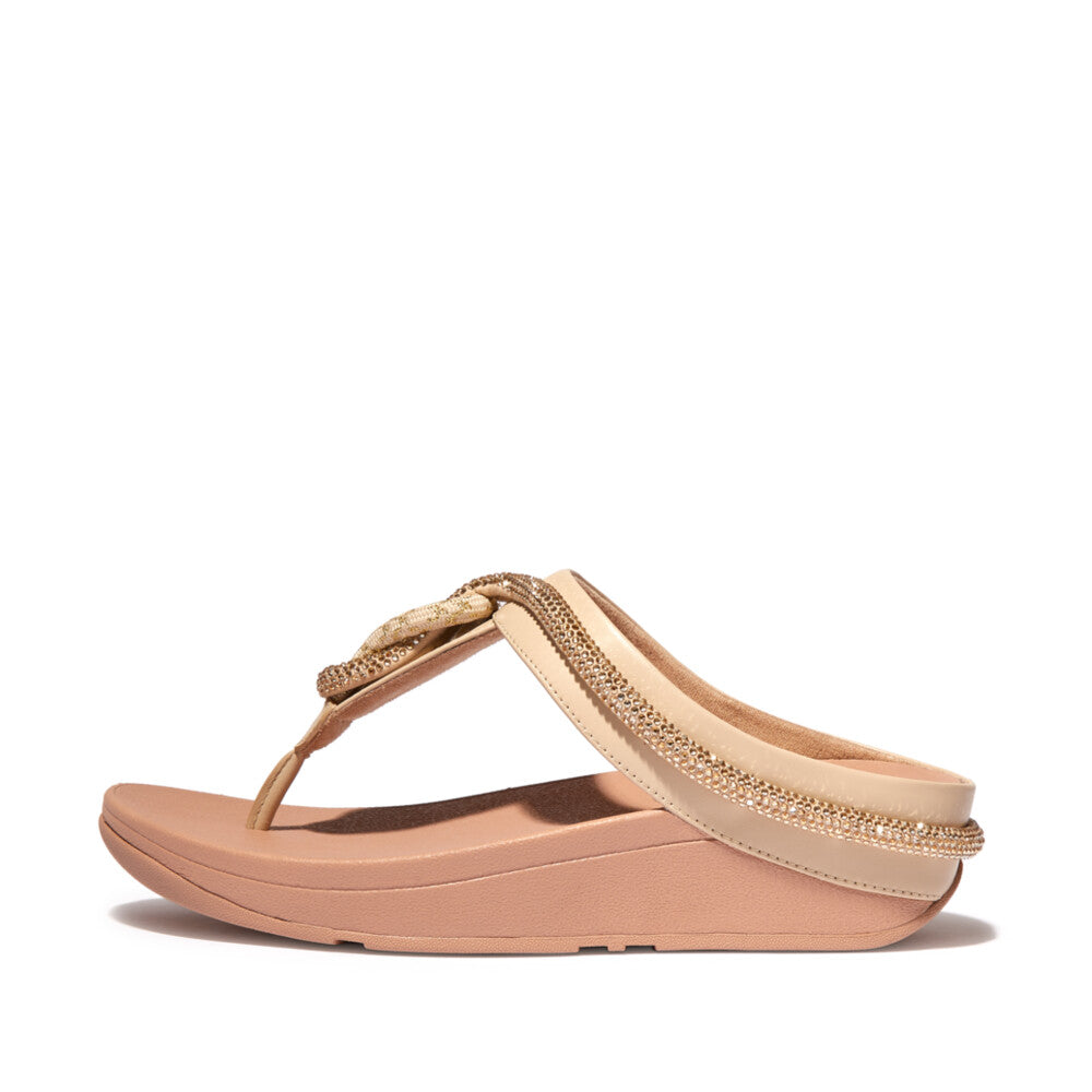 FitFlop FitFlop FINO Crystal-Cord Leather Microwobbleboard Stone Beige UK4