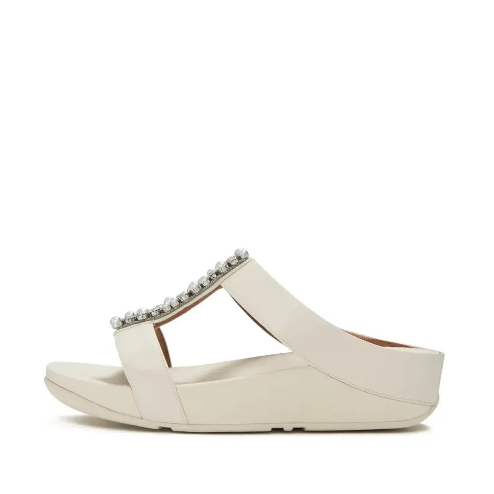 FitFlop FINO Pearls-And-Crystal H-Bar Slides