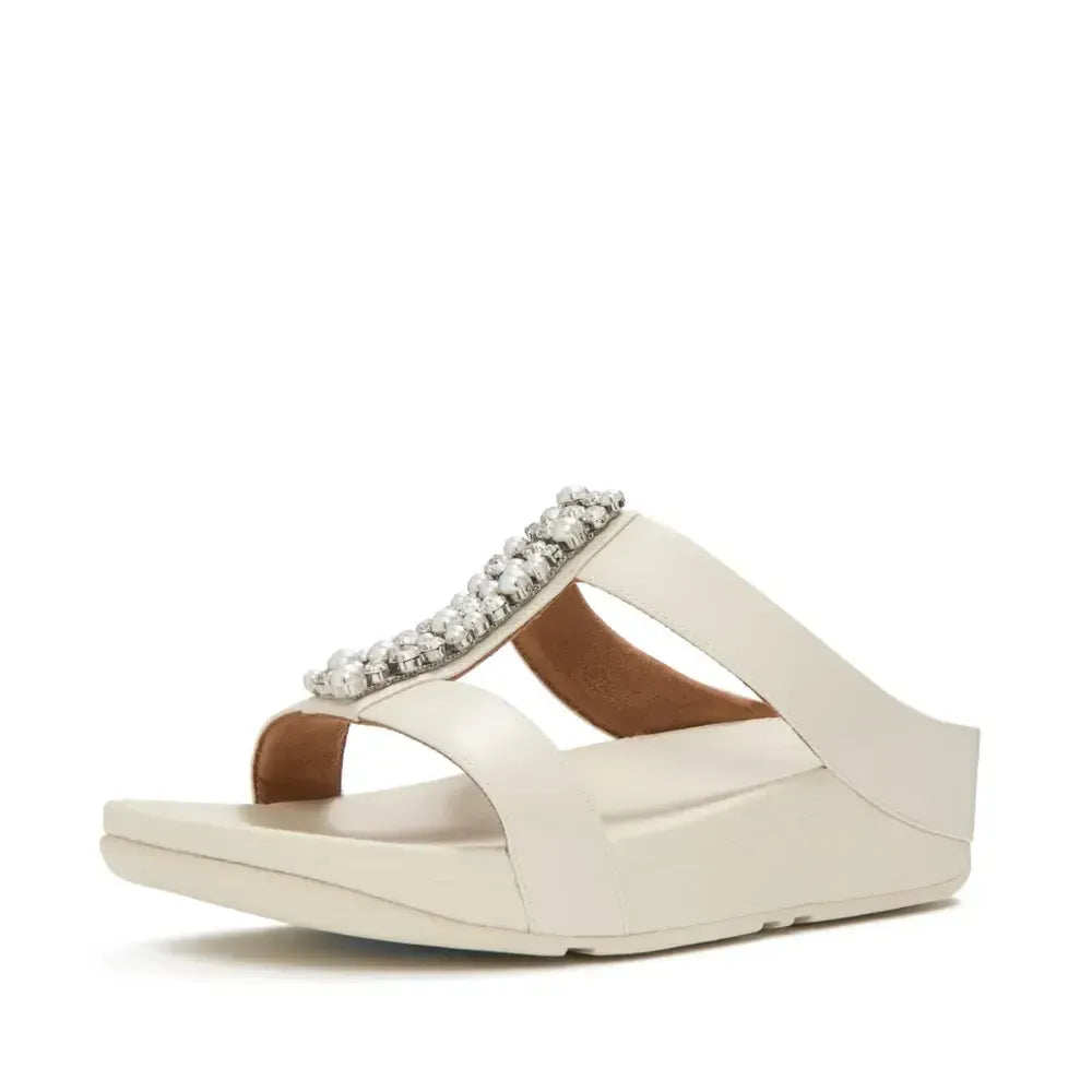 FitFlop FINO Pearls-And-Crystal H-Bar Slides