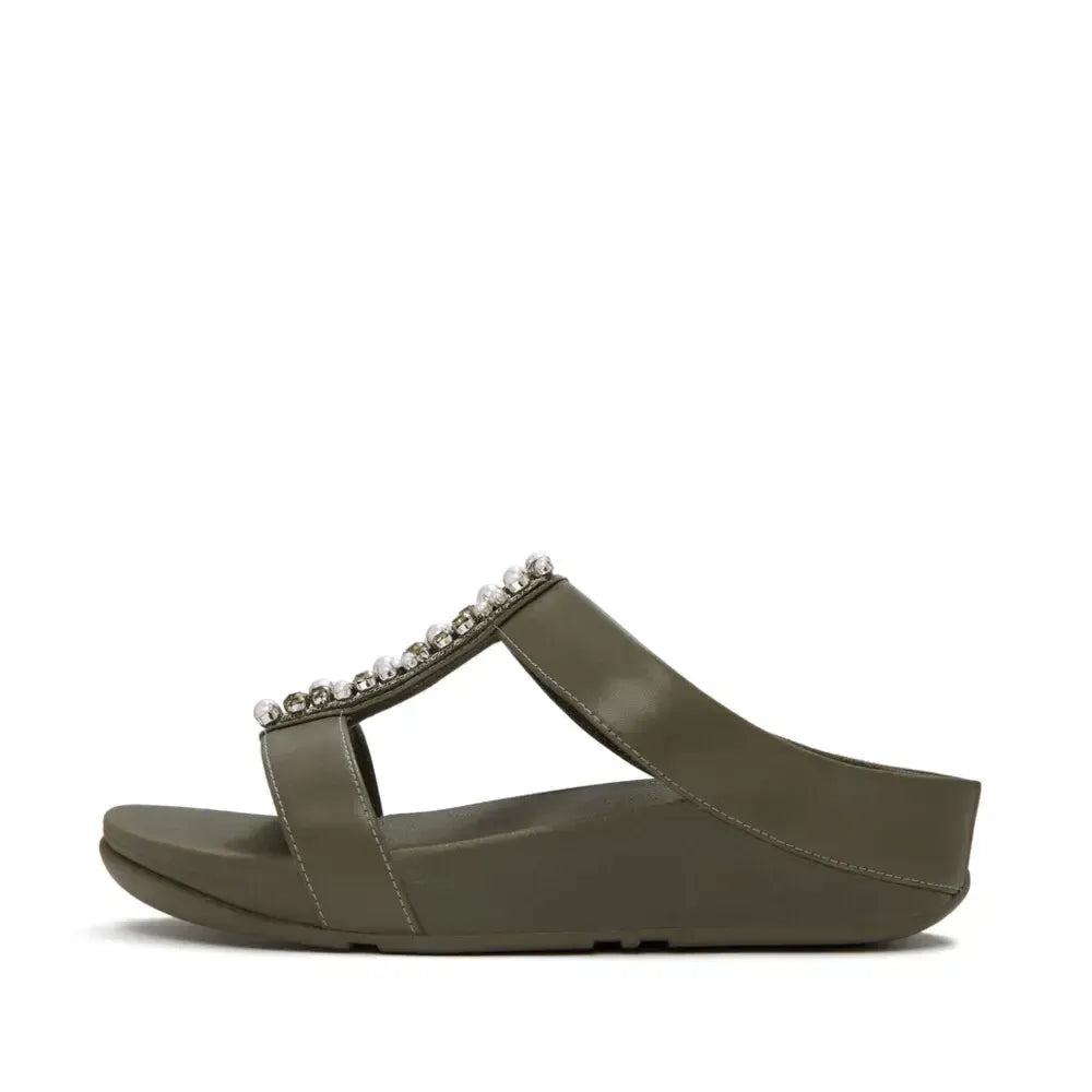 FitFlop FINO Pearls-And-Crystal H-Bar Slides