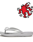 FitFlop FitFlop iQushion X Keith Haring Flip-Flops iQushion Metallic Silver UK 3