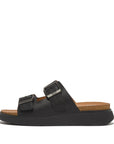 Mens Buckle Two-Bar Leather Slides Gen-FF Microwobbleboard Black 7