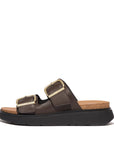 Buckle Two-Bar Leather Slides Gen-FF Microwobbleboard Chocolate Brown 4