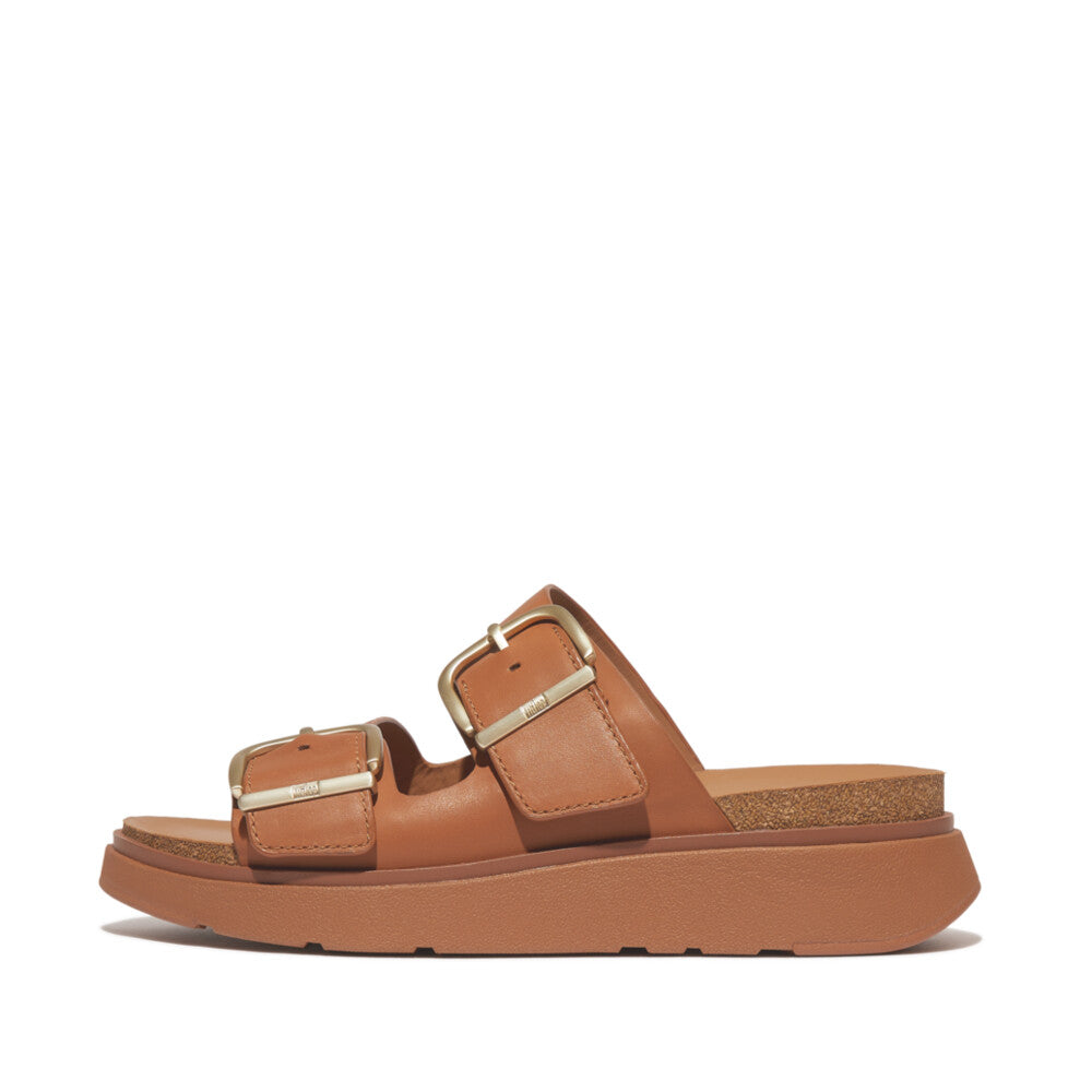 FitFlop FitFlop Gen-FF Buckle Two-Bar Leather Slides  Light Tan 4 