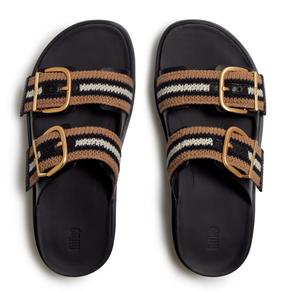 Trenton FitFlop GEN-FF Max Buckle Stripe-Webbing Two-Bar Slides Microwobbleboard